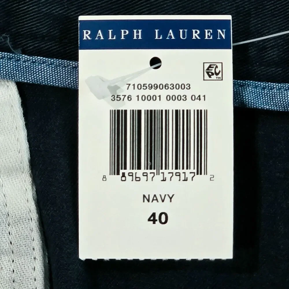 New Polo Ralph Lauren Shorts Men's 40 Classic Fit Navy Blue 100% Cotton Chino